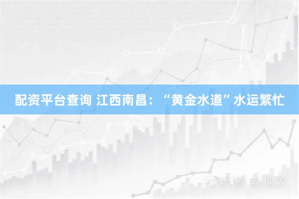 配资平台查询 江西南昌：“黄金水道”水运繁忙